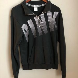 PINK black crew half zip up